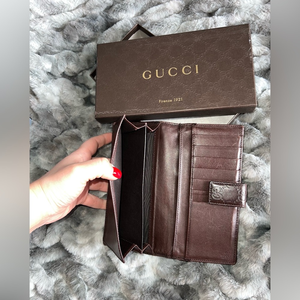 Gucci Dark Brown Monogram Leather Wallet - Picture 5 of 7